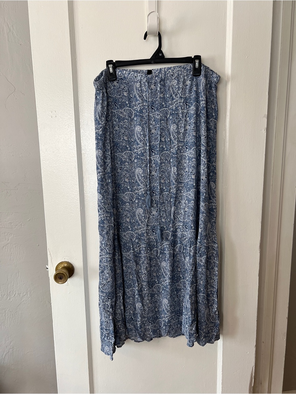Frye Blue and White Paisley Maxi Skirt